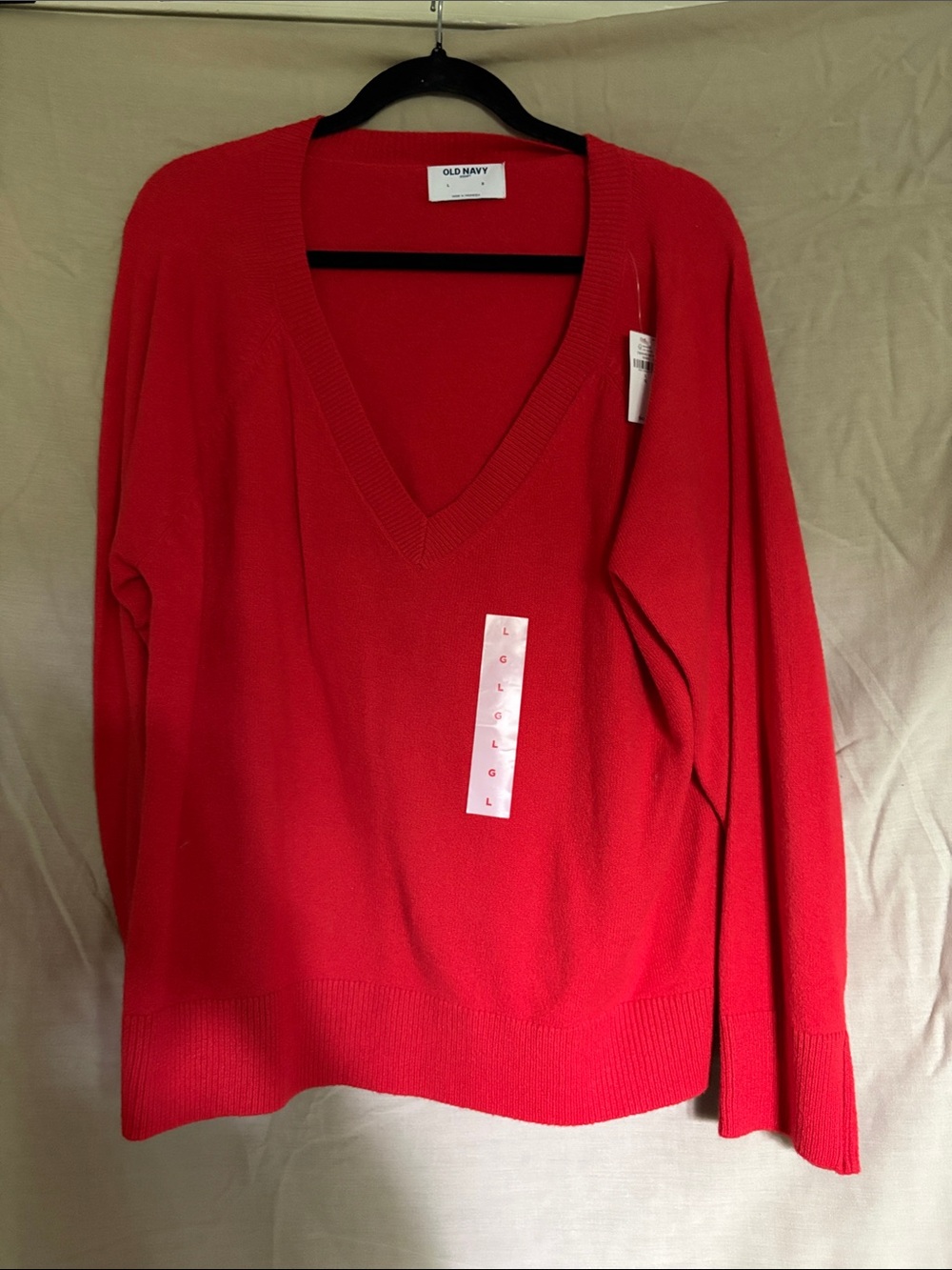 Old Navy Red V-Neck Pullover Sweater